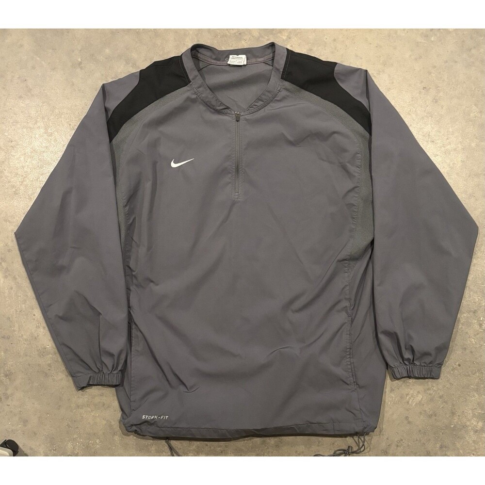 Nike Storm Fit Jacket Men's Large Grey Quarter Zip Crew Neck Lightweight Swoosh